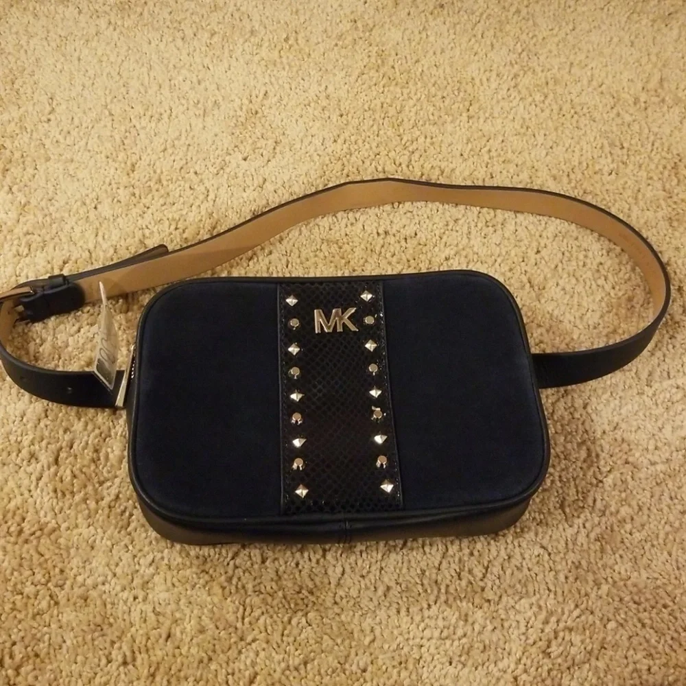 New! MICHAEL KORS Blue Suede Fanny Pack
